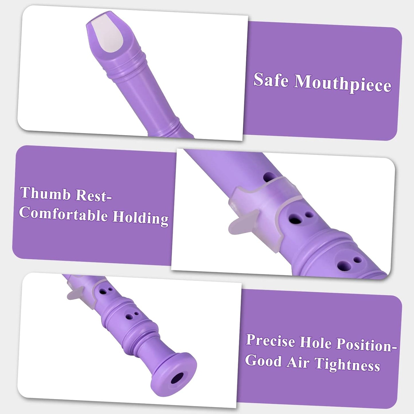 Eastrock Soprano Recorder for Kids Beginners, Recorder Instrument German Style C Key 3 Piece ABS with Cleaning Rod, Fingering Chart, Packing Bag, Thumb Rest