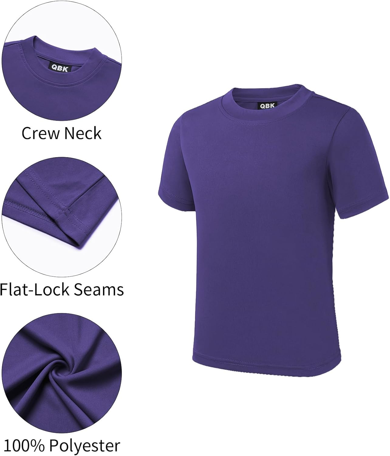 QBK 2T to Youth Neon Shirt Kids UPF 50+ Dry Fit Athletic Short Sleeve Rash Guard T Shirts for Boys Girls Sports Undershirt