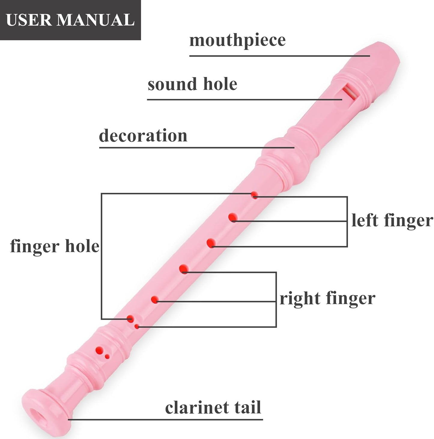 Recorder Instrument for Beginner Adults,8-Hole Soprano Descant Recorder Music Flute with with Cleaning Rod & Leather Case For Home Entertainment(2-Flash Woven Pink)