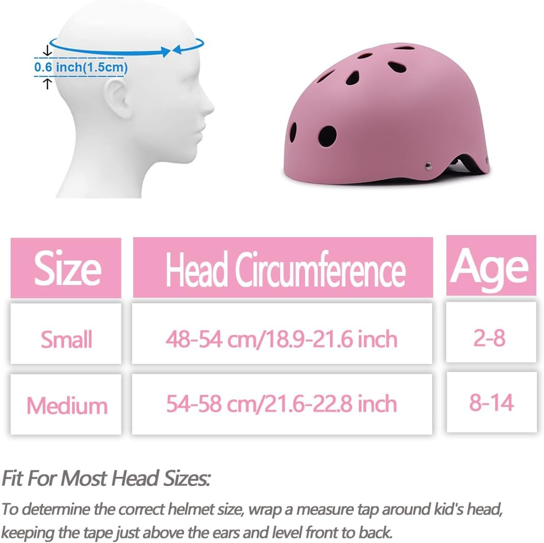 Kids Bike Helmet for Ages 2-14, Adjustable Safety Toddler Helmet with Protective Gear Set, Skateboard Scooter Helmets with Knee Elbow Pads Wrist Guards