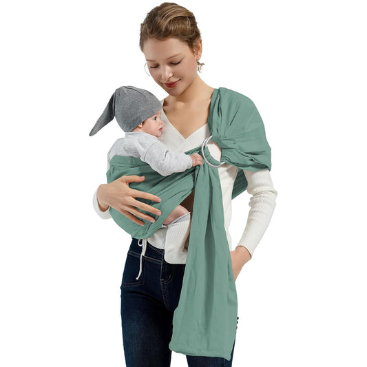Baby Wrap Ring Sling 7-35 lbs, Baby Sling Carrier for Newborn, Toddler, Infant Holder, Lightweight Baby Carrier Wraps, Green
