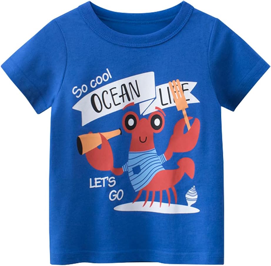 Boys' 4-Pack Excavator Short Sleeve Crewneck T-Shirts Top Tee Size 2-7 Years Toddler Boys' Value Pack Cotton T-Shirt