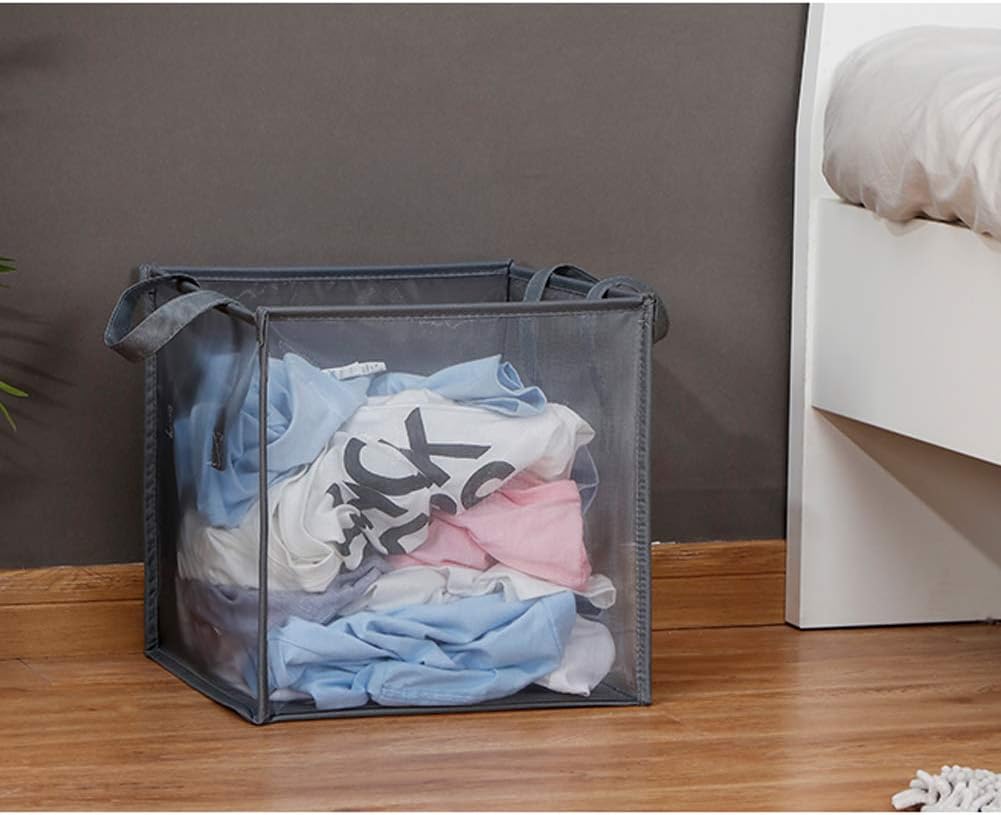 HONOMA Laundry Bags Hamper Bag with Handles,Portable &Collapsible Dirty Clothes Mesh Basket Foldable for Washing Storage, Kids Room,Dorm or Travel (Black, Single-Layer)