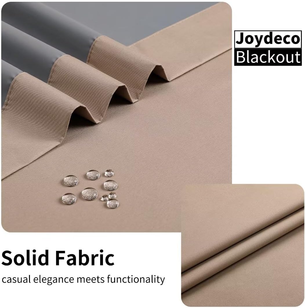 Joydeco Taupe Curtains 96 Inches Long for Bedroom, 100% Blackout Curtains 96 Inches Long for Living Room, Grommet Thermal Insulated 96 Inch Black Out Drapes 2 Panels for Bedroom Windows