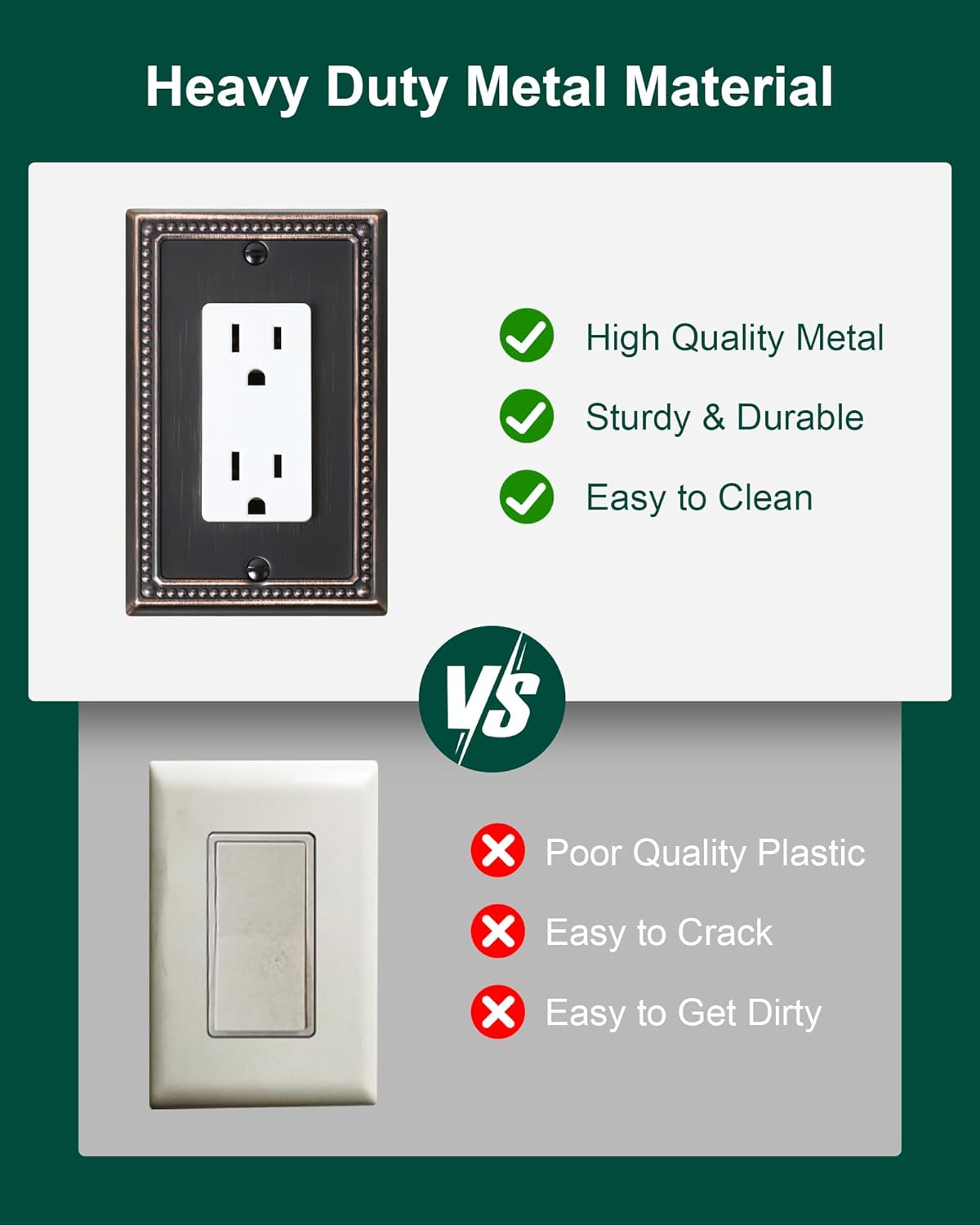 2-Pack Decorator Outlet Cover Plate, Decorative Switch Plates and Outlet Covers, Aged Bronze Metal Wall Plates for Electrical Outlets, Receptacle, GFCI Outlet, Dimmer Switch