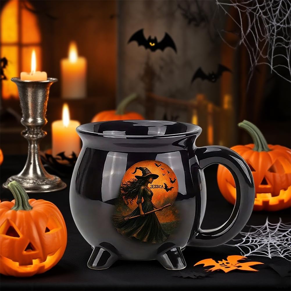 Custom Witch Cauldron Mug, Personalized Witches Brew Halloween Coffee Mug, Halloween Mugs Gifts For Women, Besties, Family, Witches Cauldron, Witch Coffee Mug, Witchy Gifts For Women (2pcs)