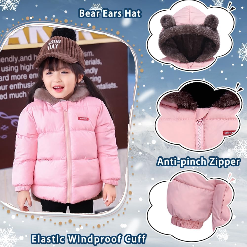 Fairy Baby Infant Baby Winter Coat Cute Teddy Bear Hooded Jacket Warm Fleece Outerwear Windproof Toddler Boys Girl 6M-4T