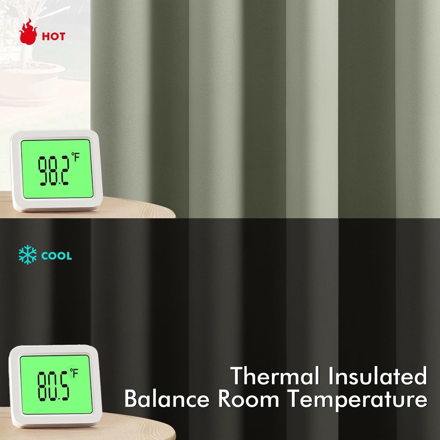 MIULEE Sage Green Blackout Curtains for Bedroom Living Room 64 Inches Long 2 Panels, Thermal Insulated Room Darkening Drapes Solid Grommet Top Noise Reducing Light Green Window Treatments 40x64 Inch