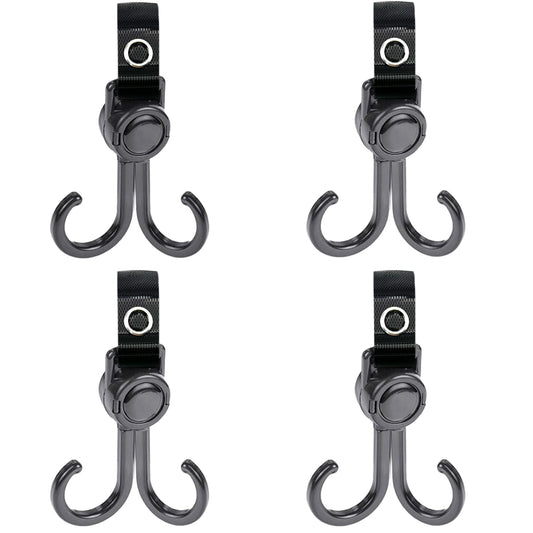 Double Stroller Hooks, 4 Pack Car Seat Hook, Adjustable Hook, Stroller Hanger Hook, Stroller Organizer Hook, Seat Headrest Hook, Universal Stroller Organizer
