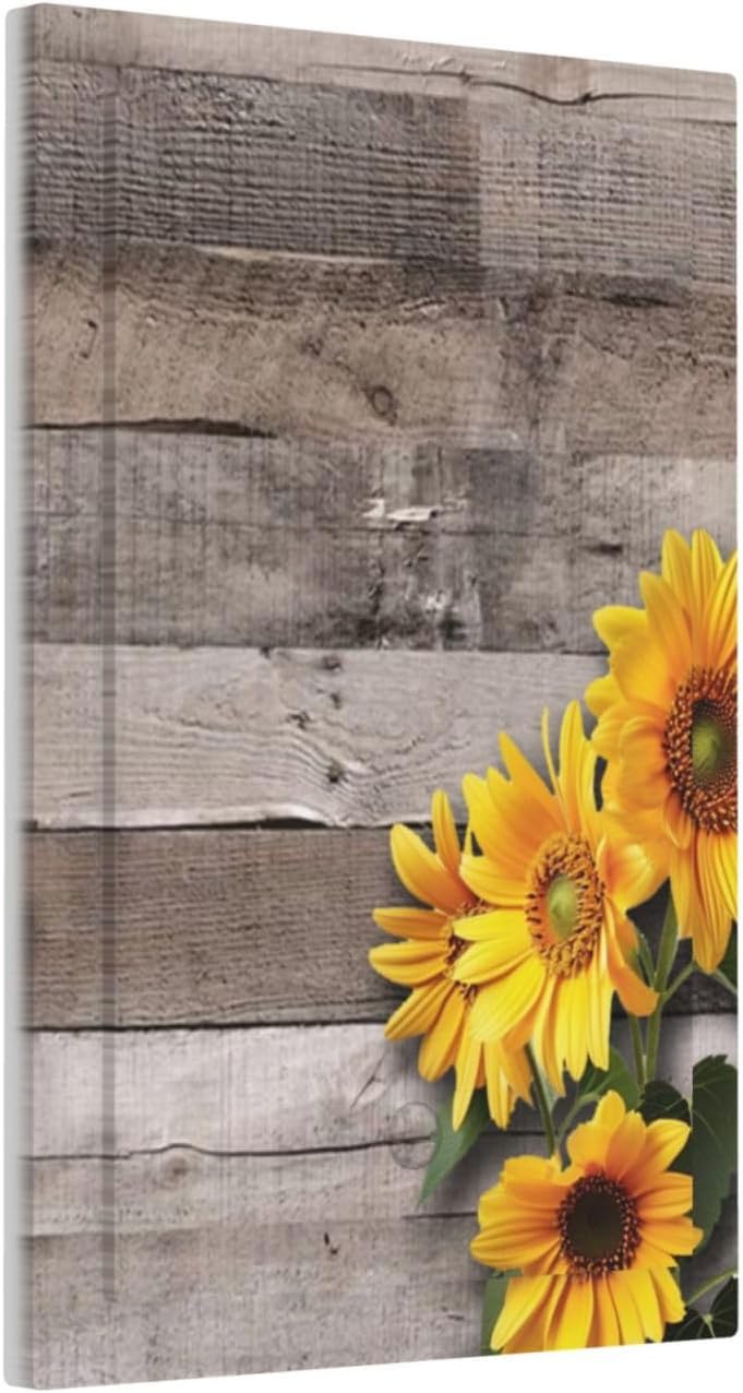 Sunflower Rustic Brown Gray Wood Light Switch Cover Plate 1 Gang No Device Blank Electrical Wall Plates Faceplate Decorative Switch Plate for Farmhouse Home Decor