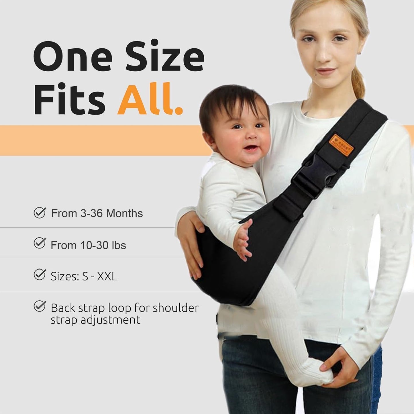 Baby Sling Carrier Newborn to Toddler Adjustable One-Shoulder Design with Hip Seat Support, Labor-Saving Baby Wraps Carrier 10-30 lbs(Mesh,Black)