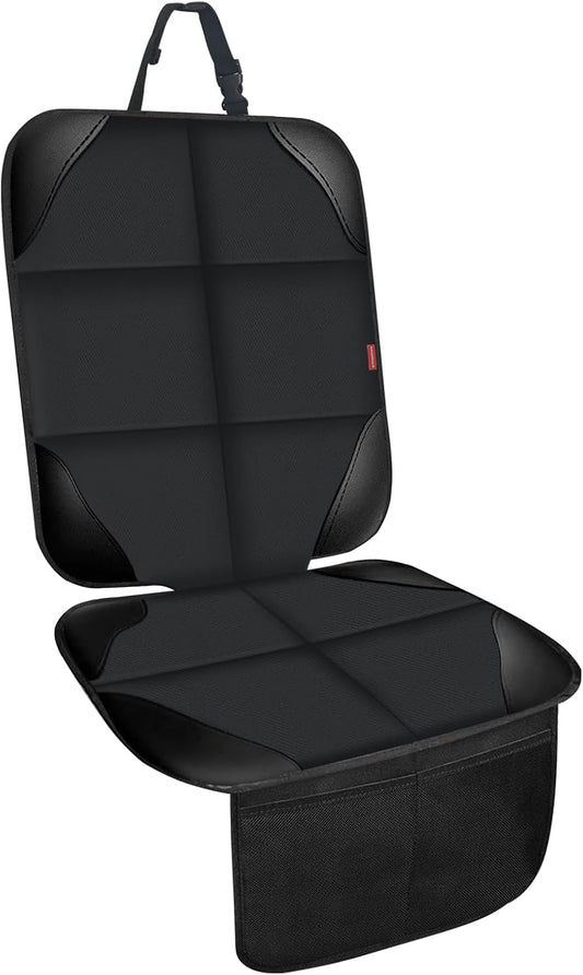 Car Seat Protector for Child Seats,1 Pack Car Seat Cushion,Waterproof Fabric Car Seat Covers for Non-Slip Backing Mesh Pockets for Baby,Pet,SUV, Sedan and Trunk(Black)