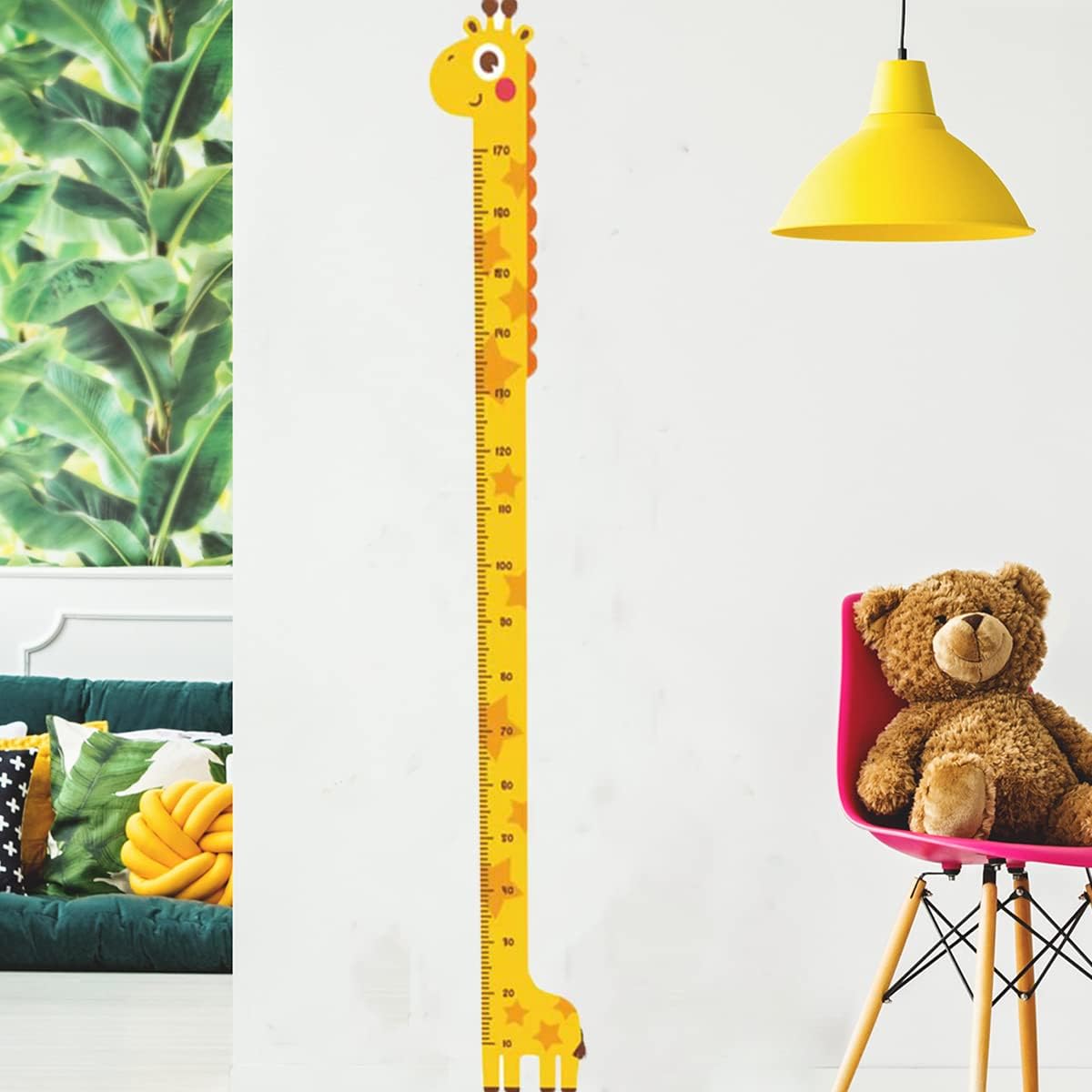 Giraffe Yellow Cute Vinyl Wall Decal Removable Growth Chart Sticker Hieght Measure Wallpaper for Kids Room Bedroom