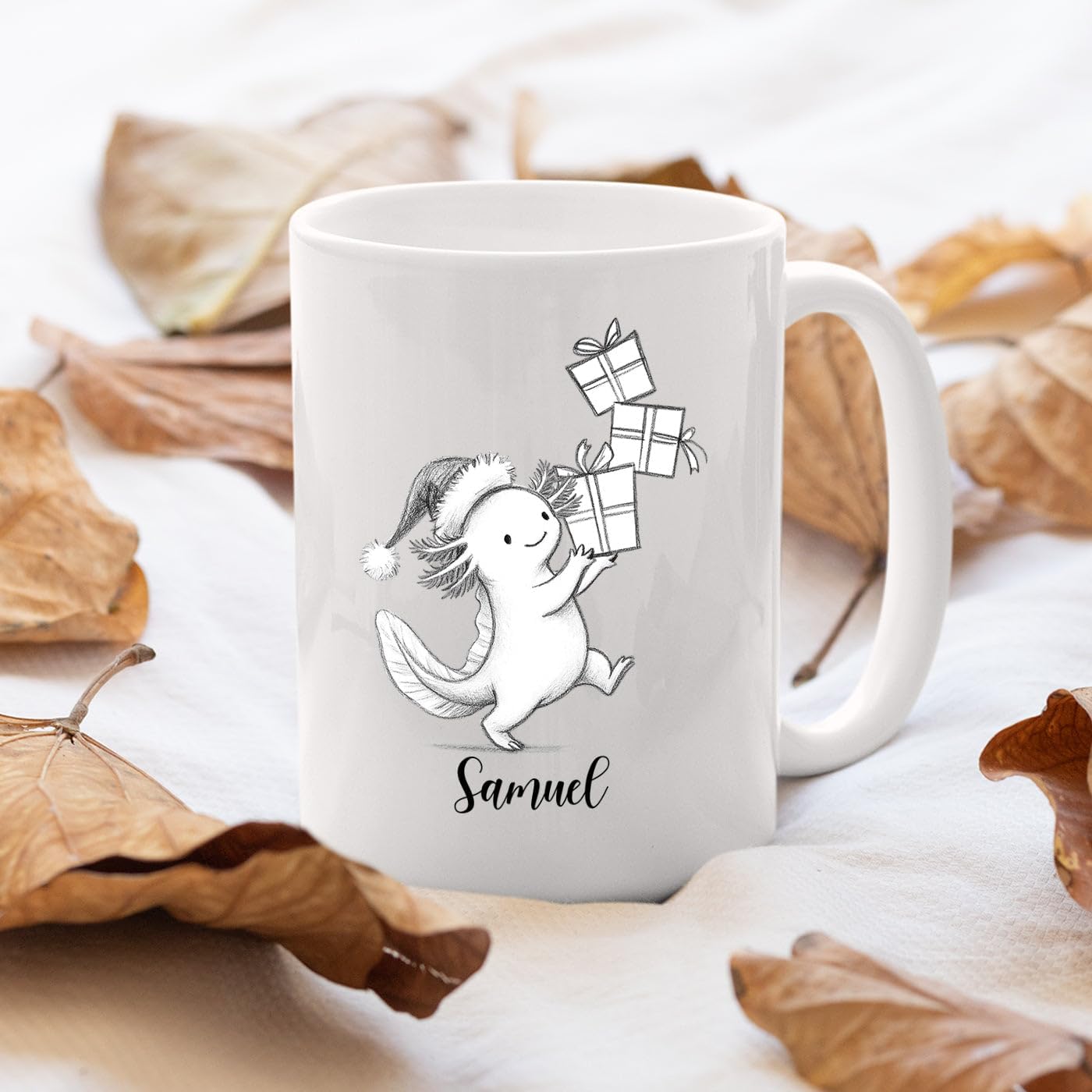 Personalized Axolotl Accent Mug Gift For Birthday Christmas, Axolotls White Coffee Cup 11 15 Oz, Custom Name Axolotl Animal Lover Coffee Mug Gift For Women Men Sister Brother, Cute Animal Travel Cup