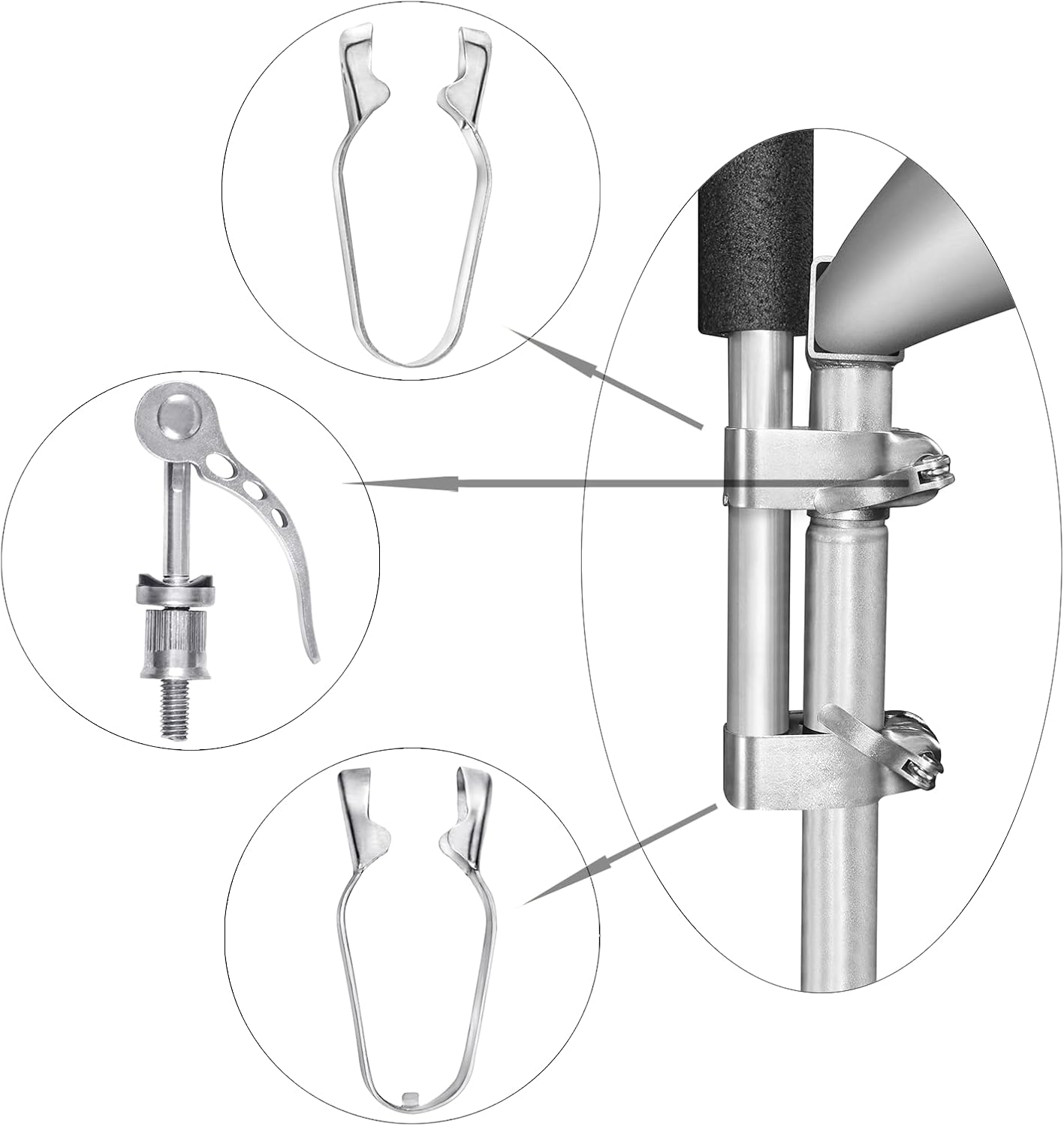 Zoomster Universal Trampoline Replacement Enclosure Poles with Clamp and Hardware (Fit for 8 Poles Round Trampoline)