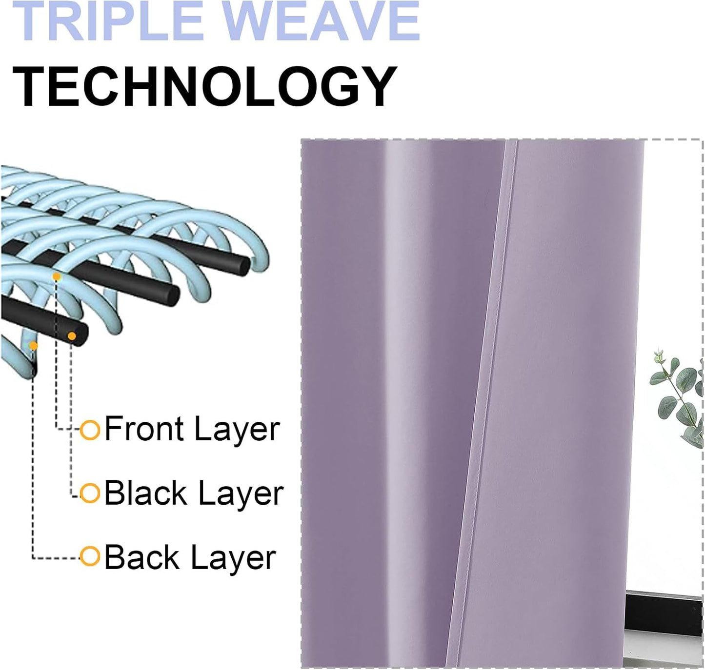 Simplebrand Ava Lilac Blackout Curtains for Bedroom 72 Inch Length 2 Panels Set, Privacy Thermal Insulated Rod Pocket Door Window Curtains for Patio French Door Front Door, W40 x L72 Inch, Lilac
