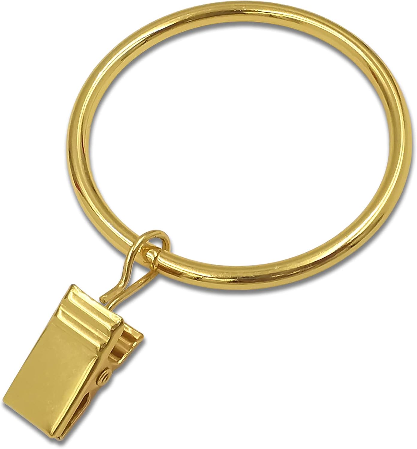 20 Pack Gold Curtain Rings with Clips, Curtain Hooks Hangers Clip Rings for Hanging Drapes Bows Hat, Drapery Rings 1.77 in I D, Fits up to 1.5 in Diameter Curtain Rod.