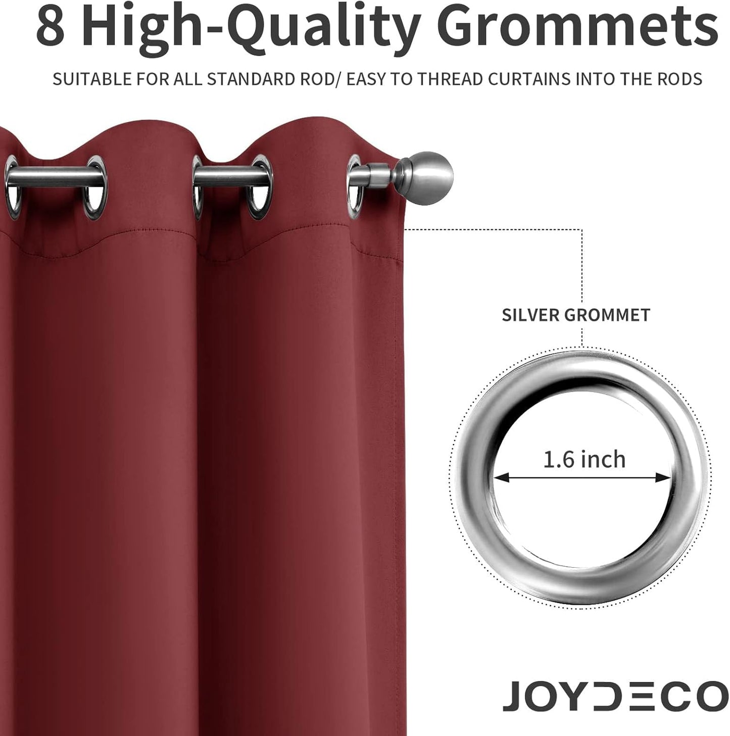 Joydeco Blackout Curtains 90 Inch Length 2 Panels Set, Thermal Insulated Long Curtains 2 Burg, Room Darkening Grommet Drapes for Living Room Bedroom Window (W52 x L90 Inch, Burgundy Red)