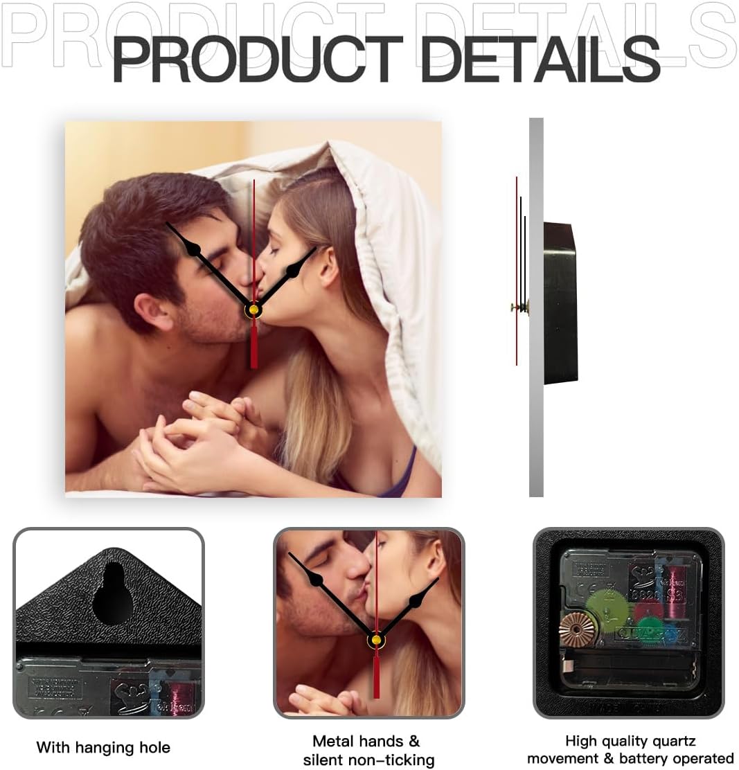 Generic Custom Clocks for Walls Personalized Clocks with Photo Text Logo That PVC Customized Round Silent Clock for Living Room Family Friends Gifts, 10inch-25cm