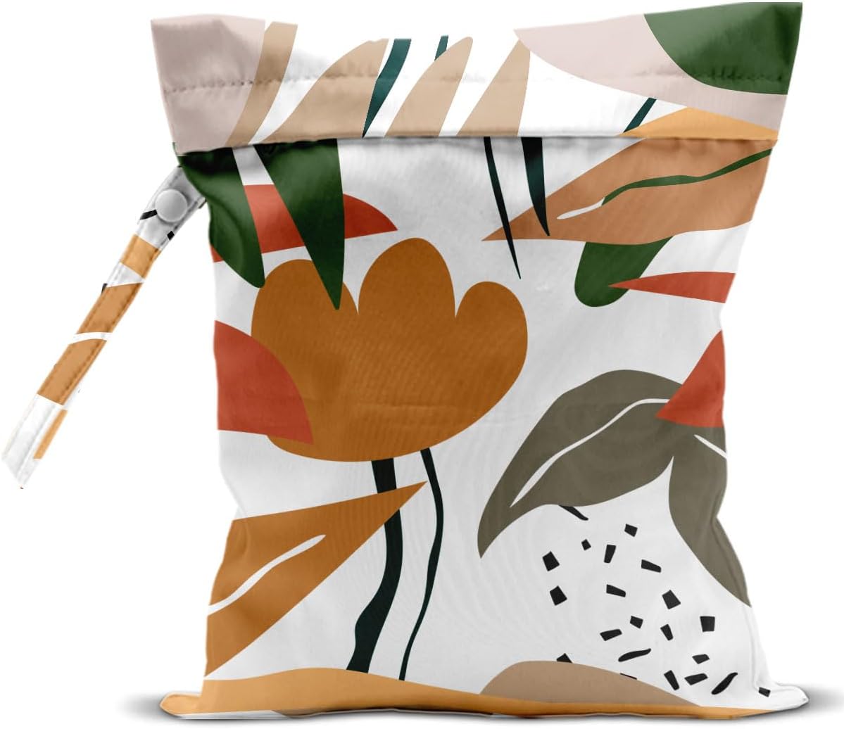 Wet Bag, Wet Dry Bag, Wet Bag for Swimsuit, Travel, Beach, Pool, Diapers, Dirty Yoga Gym Clothes, Makeup Bag, Waterproof Tropical Palm Leaves Decor Jungle Palm Leaf Favors