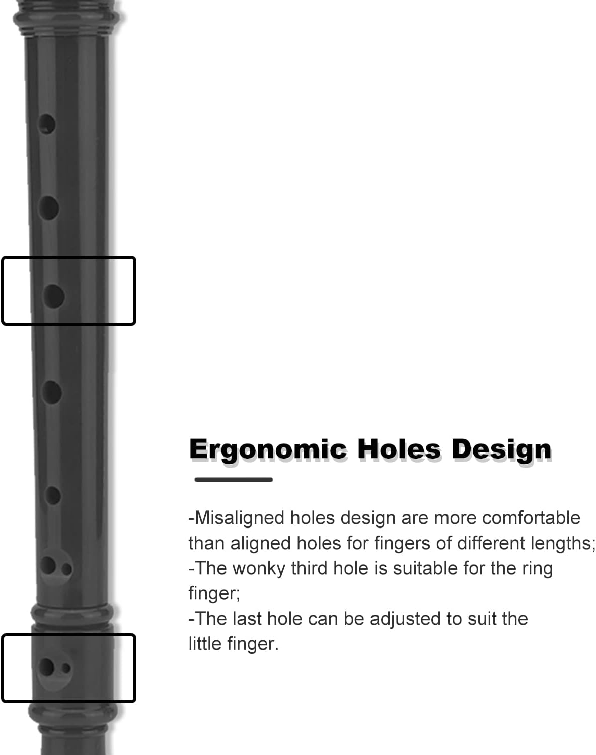 SJOYS ENGIEGEE 8-Hole Soprano Descant Recorder Kids Music Flute with Cleaning Rod & Case Bag For School Student Home Entertainment Black