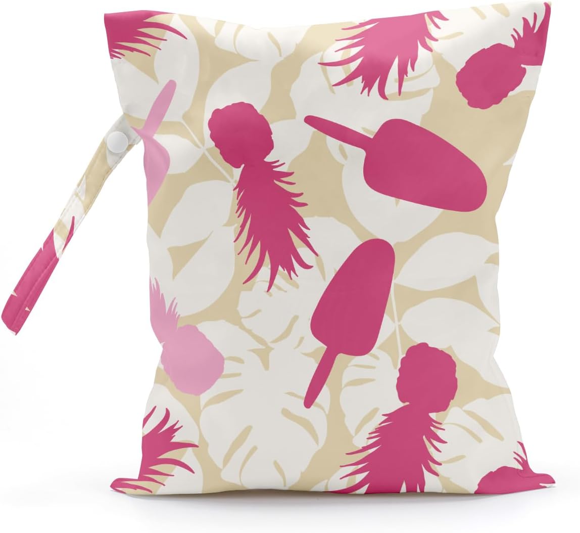 Wet Bag, Wet Dry Bag, Wet Bag for Swimsuit, Travel, Beach, Pool, Diapers, Dirty Yoga Gym Clothes, Makeup Bag, Waterproof Tropical Palm Leaves Decor Jungle Palm Leaf Favors