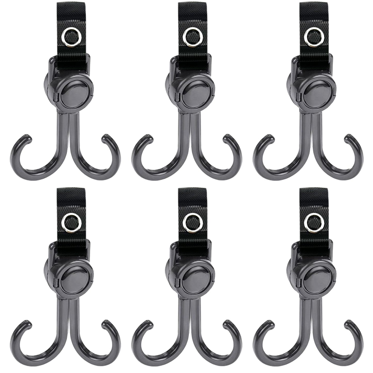 Double Stroller Hooks, 6 Pack Car Seat and Headrest Hook, Adjustable Universal Organizer Hanger for Strollers