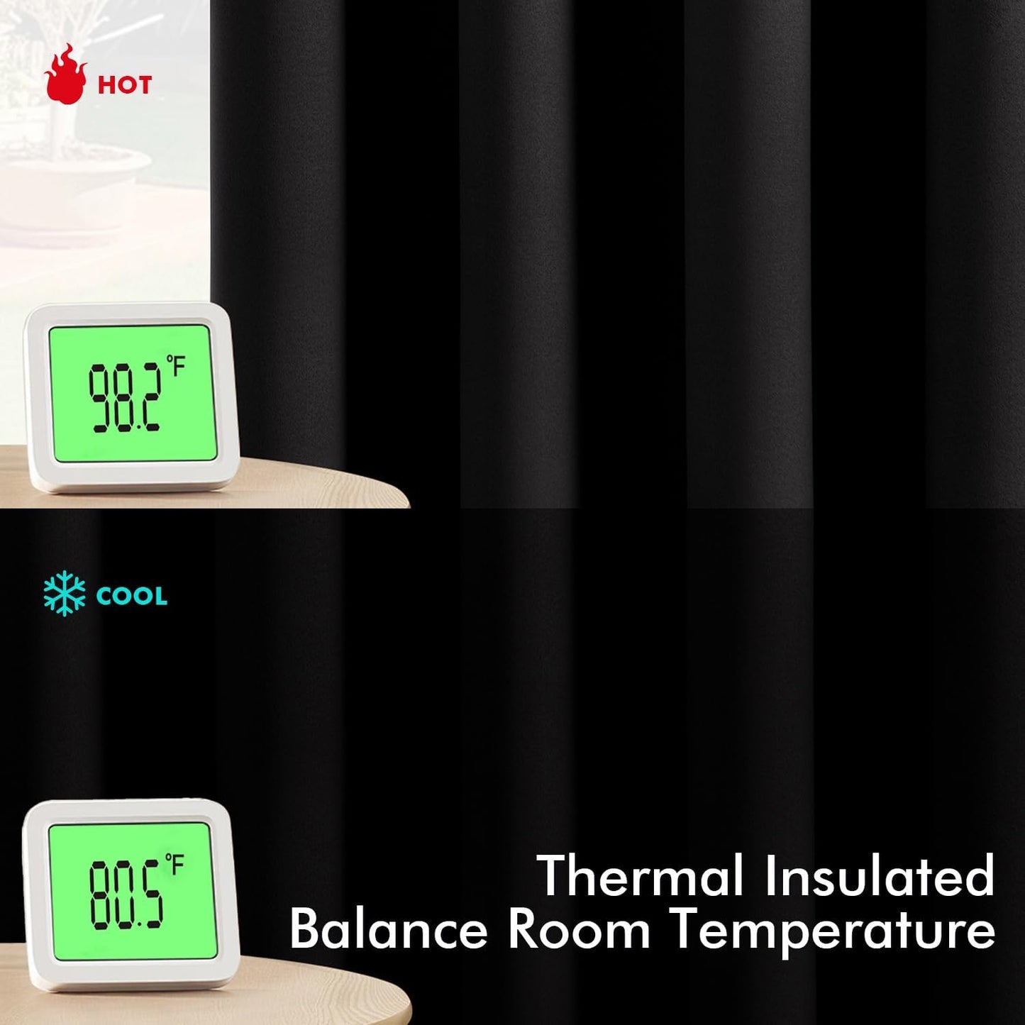 MIULEE Black Blackout Curtains for Bedroom Living Room 86 Inches Long 2 Panels, Thermal Insulated Room Darkening Drapes Solid Grommet Top Noise Reduction Light Blocking Window Treatments 40x86 Inch