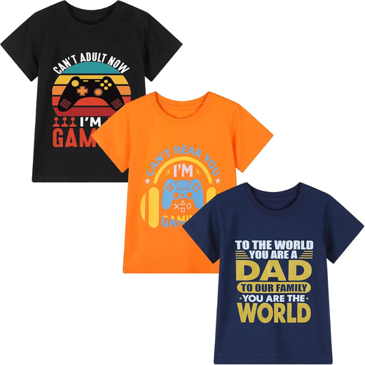 HILEELANG Kids Boy Basic Plain Cotton T-Shirts Short Sleeve Crew Neck Summer Tees 4packs 6-12 Years