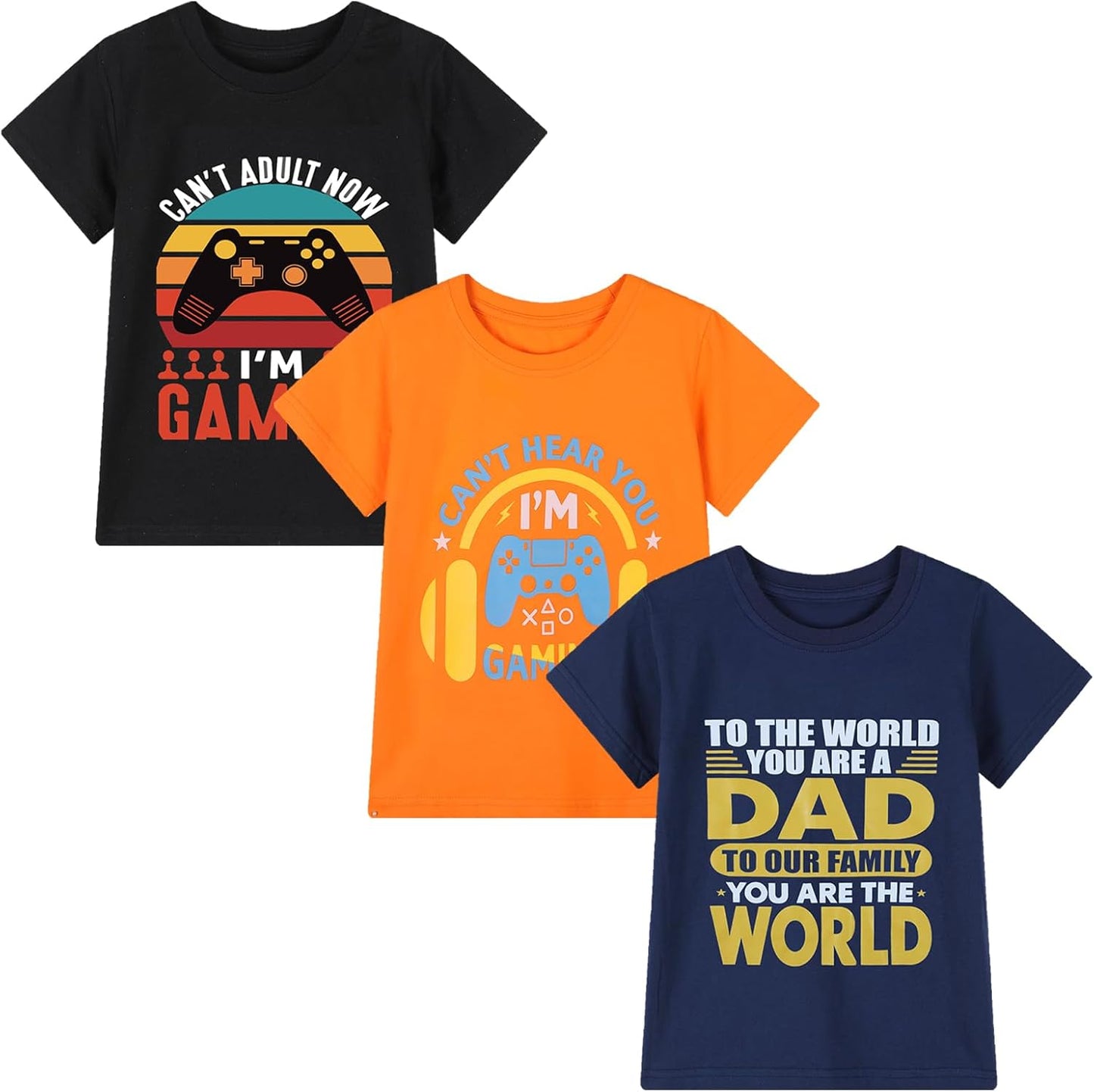 HILEELANG Kids Boy Basic Plain Cotton T-Shirts Short Sleeve Crew Neck Summer Tees 4packs 6-12 Years