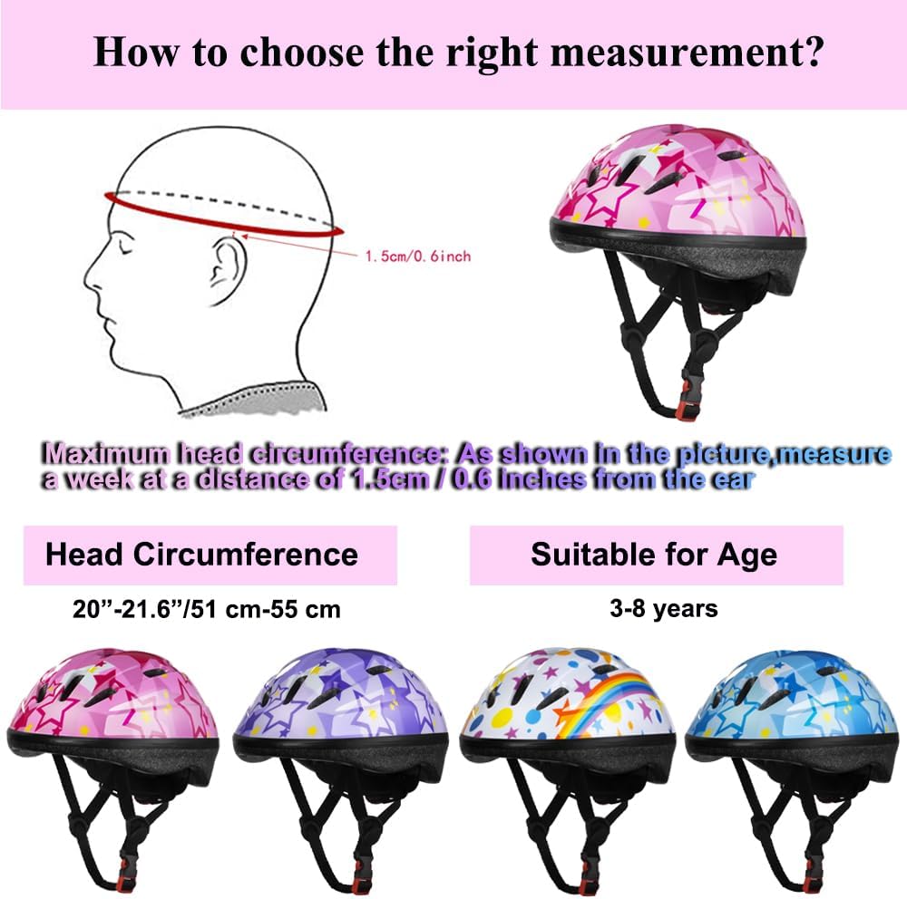 Kids Helmet Adjustable for Kids Ages 3-8 Years Old Boys Girls, Toddler Helmet with Protective Sports Gear Set Knee Elbow Pads Wrist Guards for Cycling Skateboard Scooter