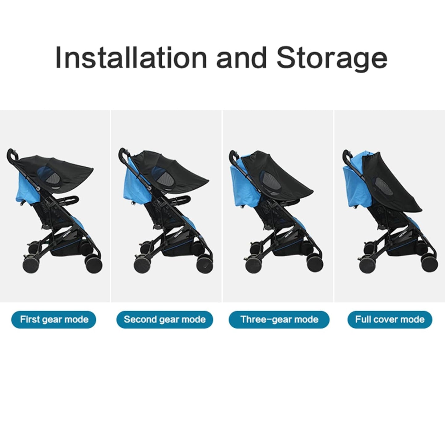 PandaEar Sun Shade for Baby Stroller Car Seats, Universal Strollers Cover Waterproof Toddler Stroller Canopy Windshield, UPF 40+