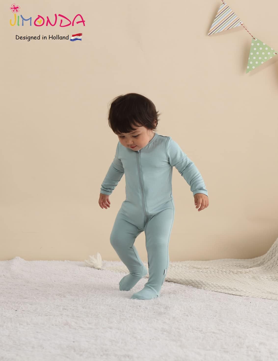 Jimonda Baby Romper Boys Girls Bamboo Pajamas 2-Way Zipper Footed Unisex Zip-Up Sleepers Sleep and Play pjs