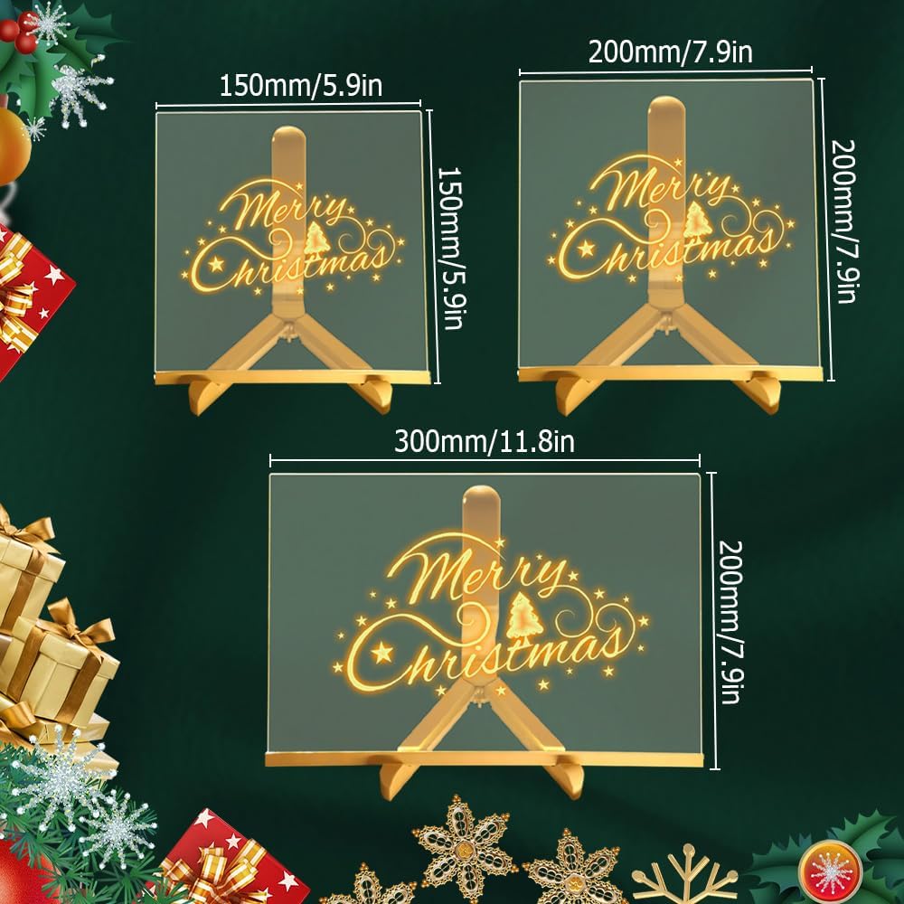 LED Note Board With Colors, Lighted Acrylic Dry Erase Message Board, Illuminated Notepad With Adjustable Stand and 7 Pens (11.8 7.9")