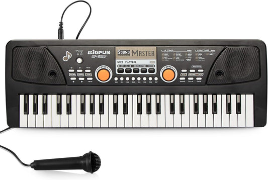 Raimy Piano Keyboard for Kids 49 Keys Portable Keyboard Piano Early Learning Educational Electronic Musical Instrument Toys Gifts for 3 4 5 6 7 8 9 Year Old Boys and Girls (Black)