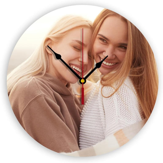 Generic Custom Clocks for Walls Personalized Clocks with Picture Silent Non Ticking Round Decoration for Kitchen Wedding Friend Family Lover, 12inch-30cm