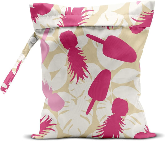 Wet Bag, Wet Dry Bag, Wet Bag for Swimsuit, Travel, Beach, Pool, Diapers, Dirty Yoga Gym Clothes, Makeup Bag, Waterproof Tropical Palm Leaves Decor Jungle Palm Leaf Favors