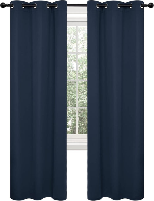 Deconovo Room Darkening Curtains with Grommets Blackout Thermal Insulated Noise Reducing Pair of Shades for Adults Bedroom Kids Baby Girl Boy Nursery Hall, Set of 2, Each Panel 42x95 in, Navy Blue