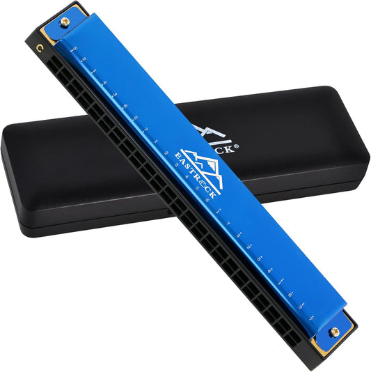 EastRock Blues Harmonica 24 Hole C Key with Case, Mouth Organ Harp, Diatonic Harmonica for Beginner