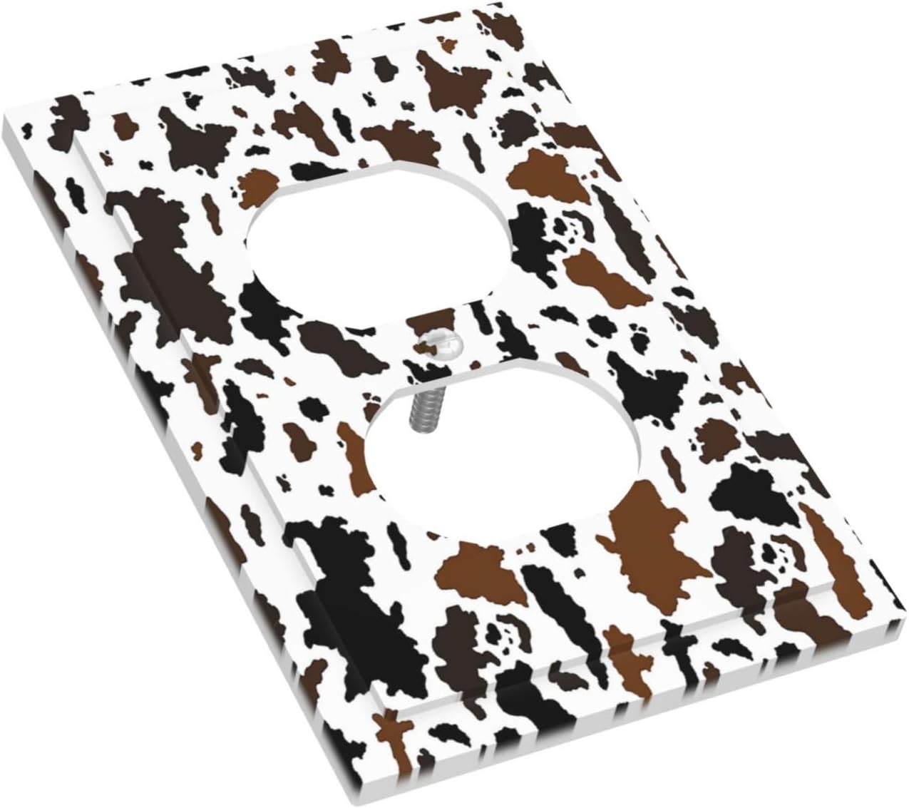 Outlet Covers Rustic Cowhide Highland Cow Milk Cow 1 Gang Duplex Light Switch Cover Decorative Switch Plates Electrical Receptacle Faceplate Wall Plate For Farmhouse Home Decor