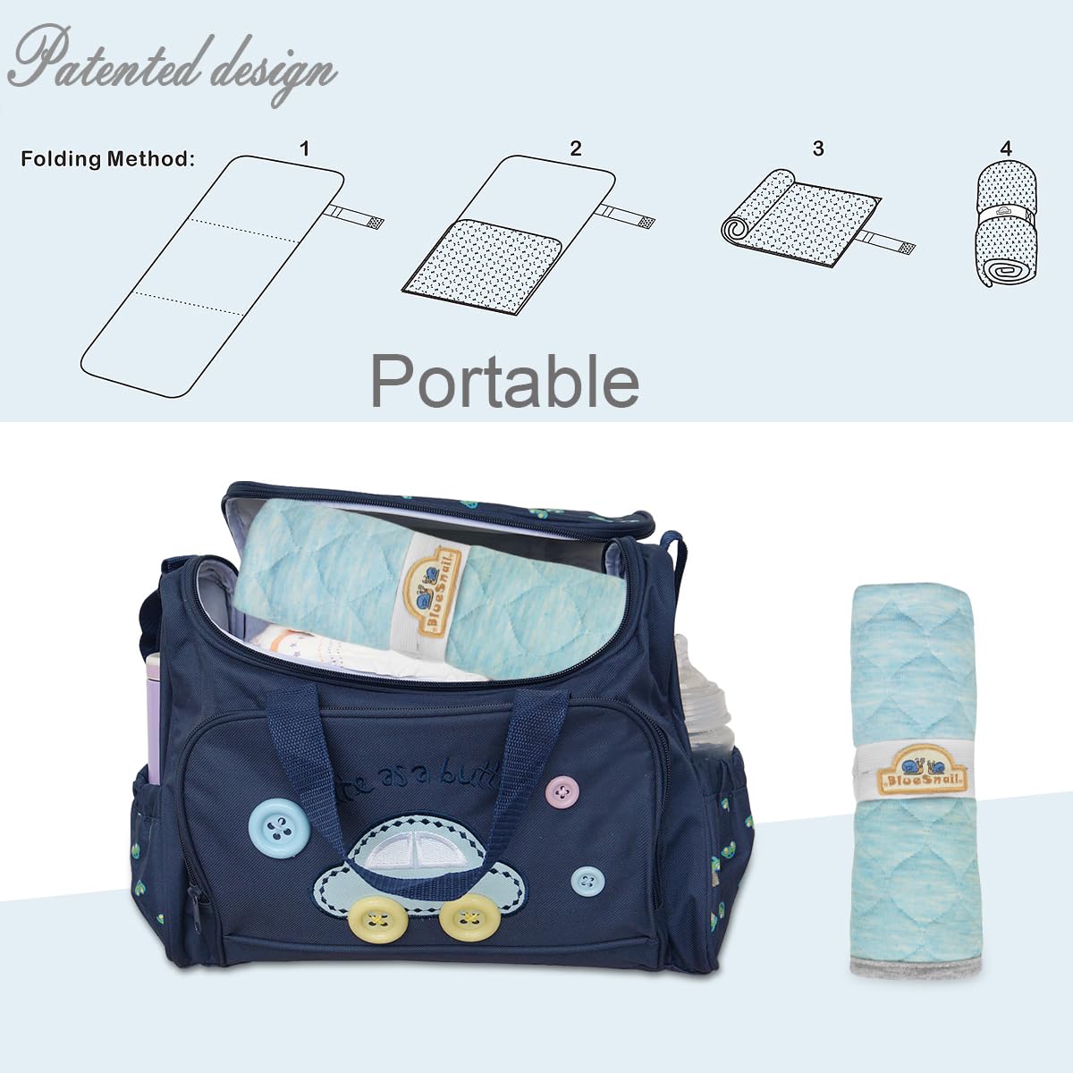 BlueSnail Quilted Thicker Waterproof Changing Pad Liners,3 Count(Blue 13” x 27”)