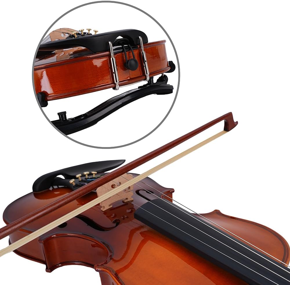 Rhythm Violin Set for Beginners,Acoustic Violins Starter Kit Package for Student,Beginners Fiddle with Hard Case, Rosin, Shoulder Rest, Bow, and Extra Strings (NATURAL, Full)