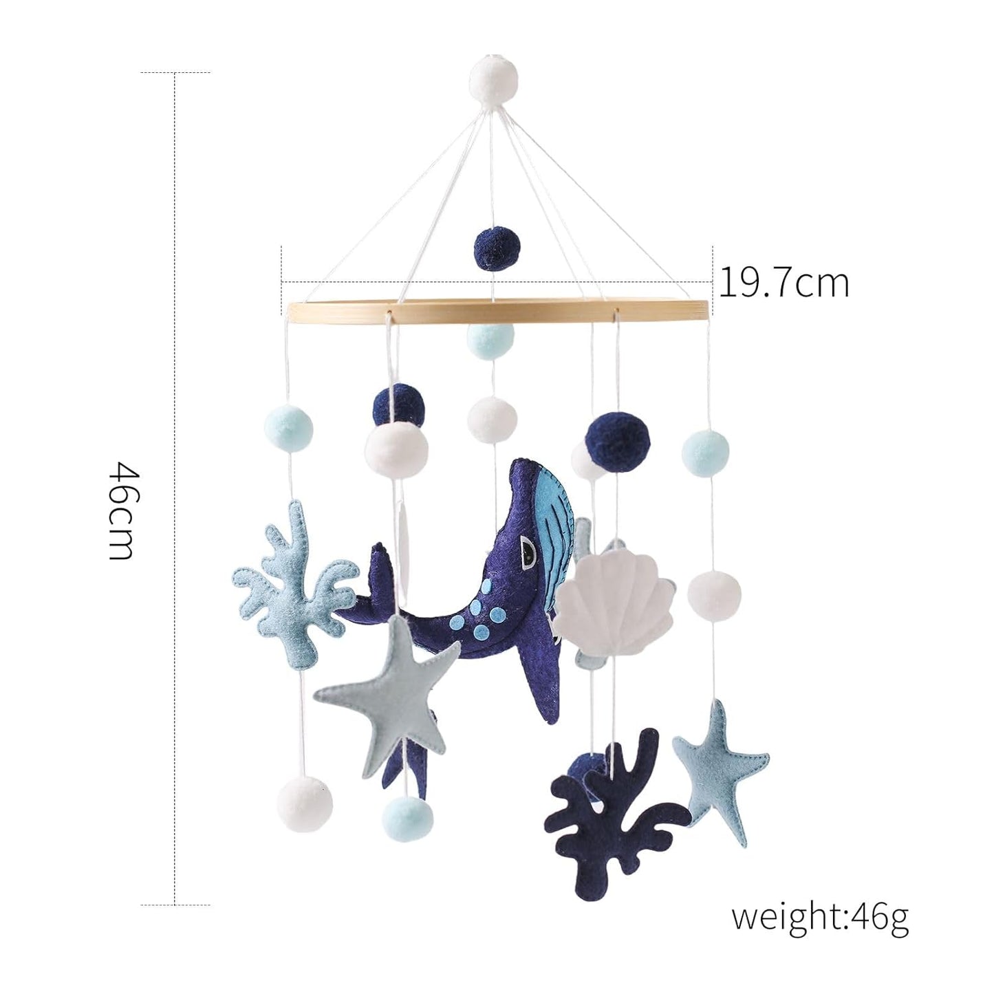 Baby Mobile Wind Chime Sea Creatures, Whale Mobile Wind Chime, Baby Bed Hanging Game Mobile for Children's Room Children's Bed Decor