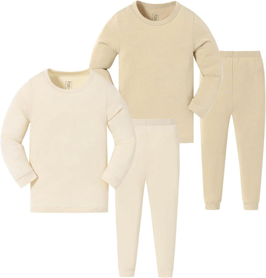 JunNeng Bamboo Viscose Pajamas for Toddler Baby, Boys Girls Solid Snug Fit Pajamas Long Sleeve Sleeper