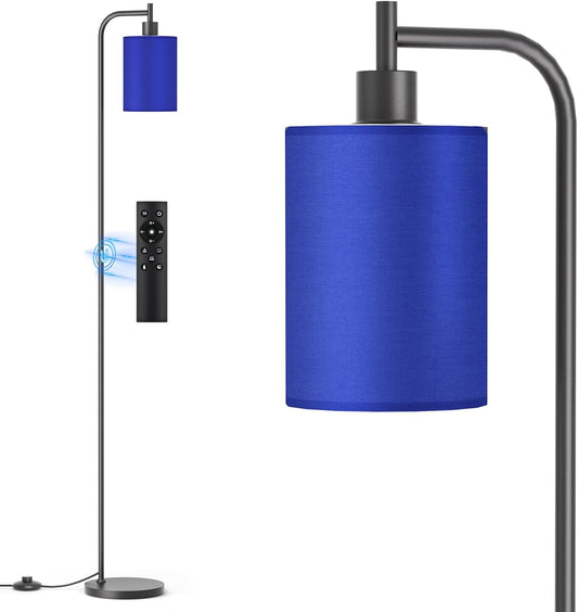 Floor Lamp with Linen Shade, Dimmable Tall Standing Lamp with Remote Control & 3 Color Temperatures, Modern Floor Lamps for Living Room Bedroom Office Corner, 9W LED Bulb Included