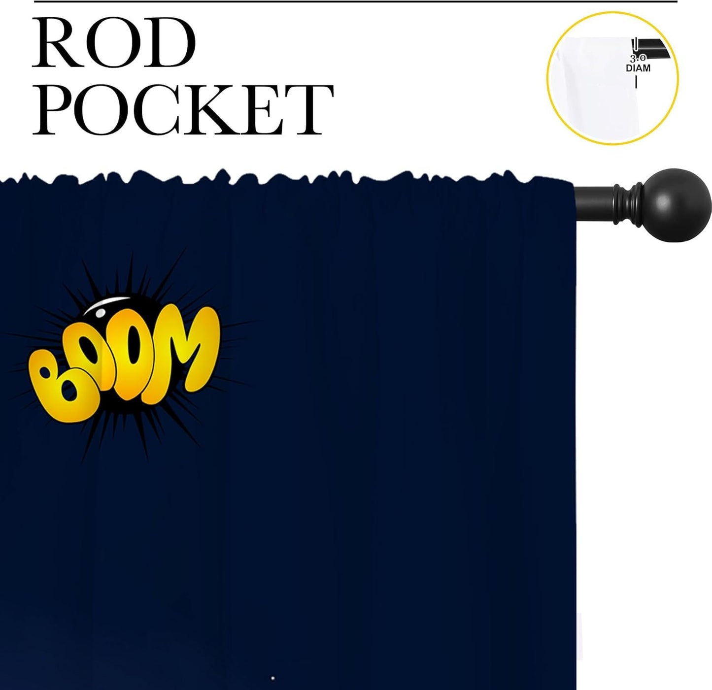 Superhero Rod Pocket Blackout Curtains for Boy Girl Bedroom, Cartoon Skyline Buildings Cityscape Home Energy Efficient Light Filtering Window Curtain for Living Room, 63x63 inch