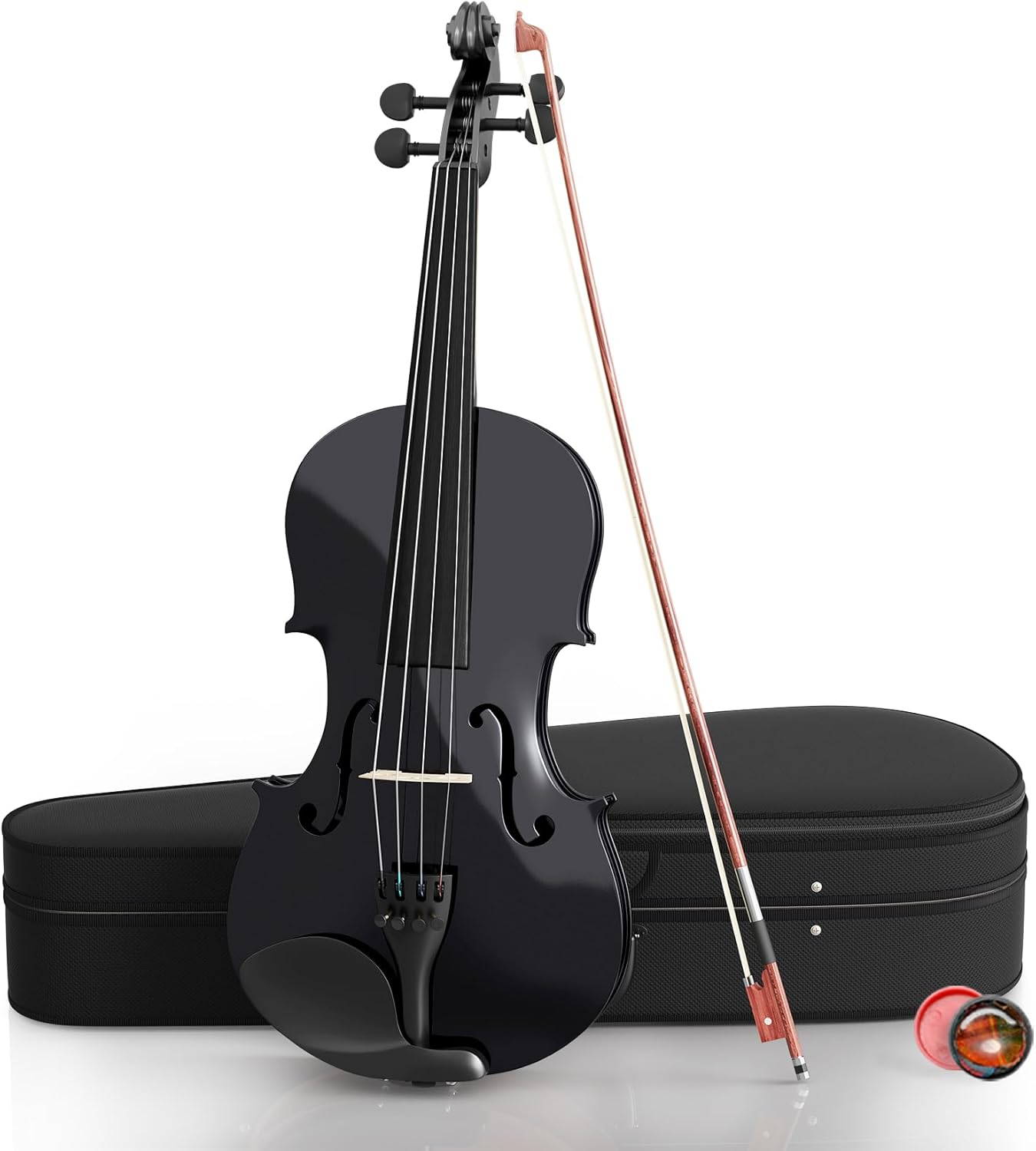 3/4 Beginner Violin Kit,Complete Violin Set with Case, Bow, Rosin,Black