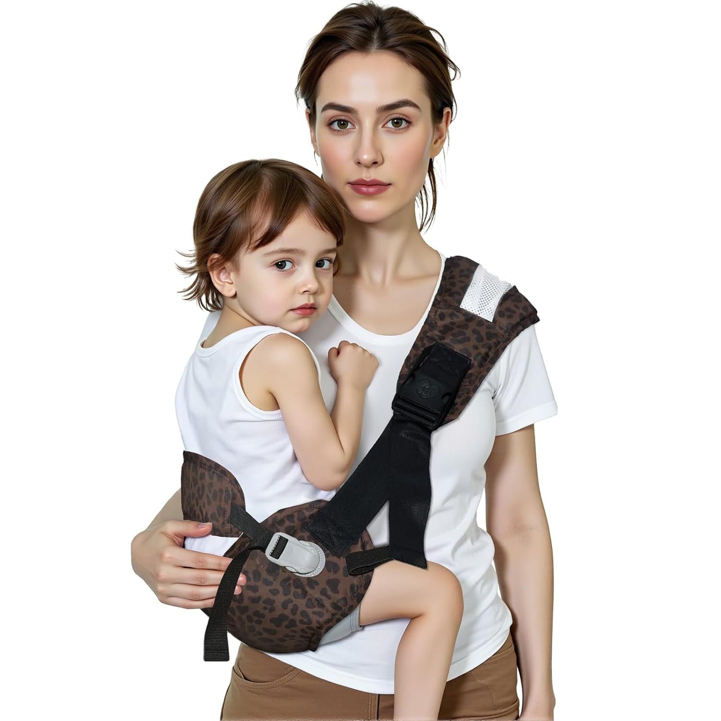 Baby Carrier Newborn to Toddler-Adjustable Baby Sling Carrier,Toddler Carrier for 25-60lbs,Comfortable Baby Sling for Hands-Free Carrying (Dark Brown Leopard Print)