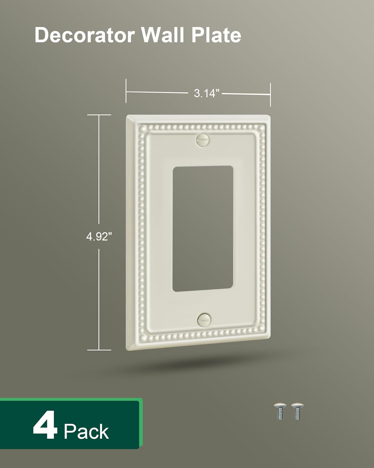 4-Pack Decorator Outlet Cover Plate, Decorative Switch Plates and Outlet Covers, Light Almond Metal Wall Plates for Electrical Outlets, Receptacle, GFCI Outlet, Dimmer Switch