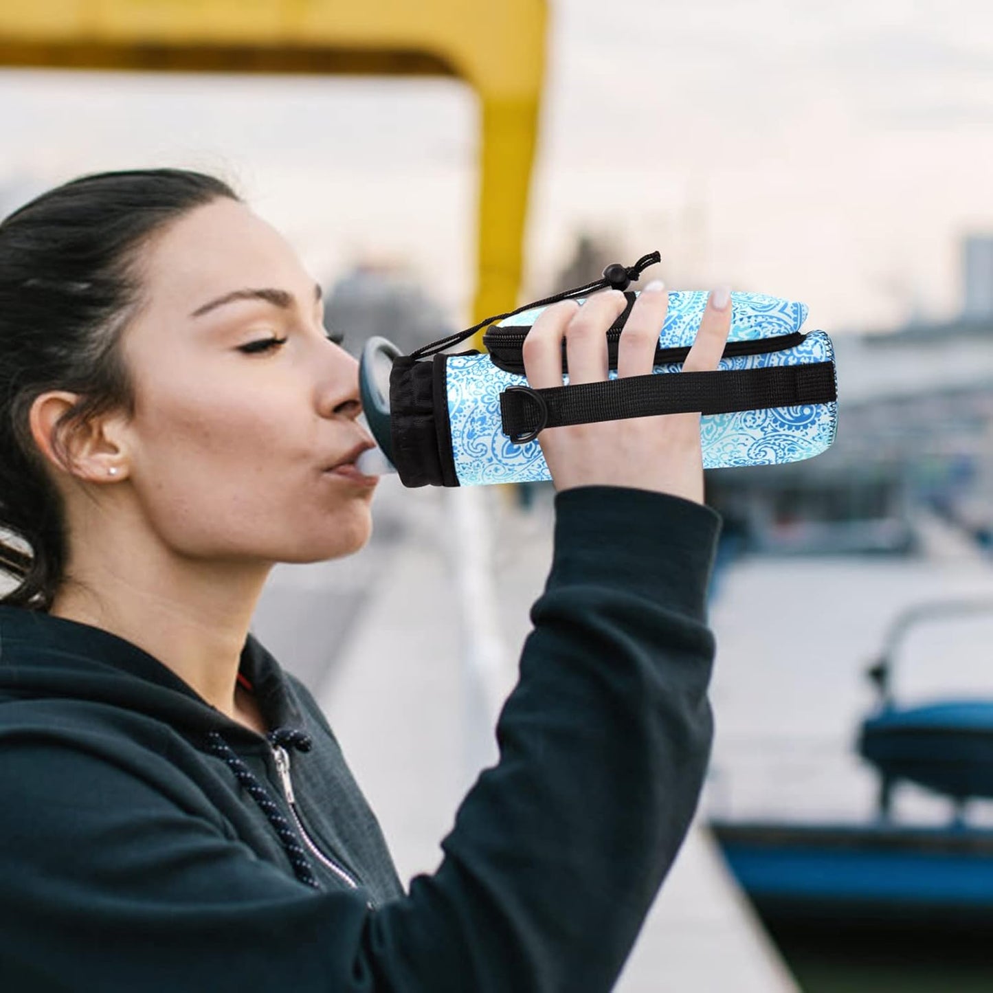 AUPET Water Bottle Sling Bag Sleeve Holder Carrier 25/32/40/64 oz,Insulated Crossbody Water Bottle Case Cover with Strap and Pockets for Men/Women Walking Hiking